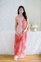 Roanne Floral Ombre Maxi Dress with Neck Scarf in Pink