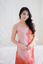 Roanne Floral Ombre Maxi Dress with Neck Scarf in Pink