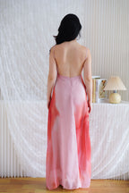 Roanne Floral Ombre Maxi Dress with Neck Scarf in Pink