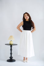 Soleil Basic High Neck Ruched Waist Top in Black
