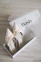 Maison Ribbon Kitten Heels in Cream