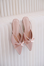 Maison Ribbon Kitten Heels in Pink