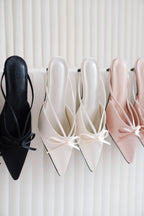 Maison Ribbon Kitten Heels in Pink