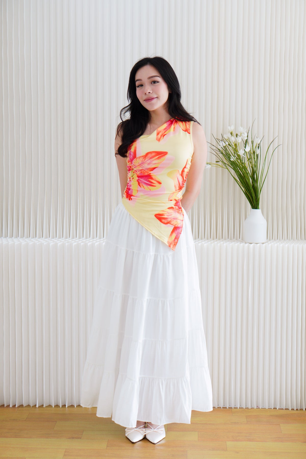 Mayflower Floral Printed Toga Top in Yellow