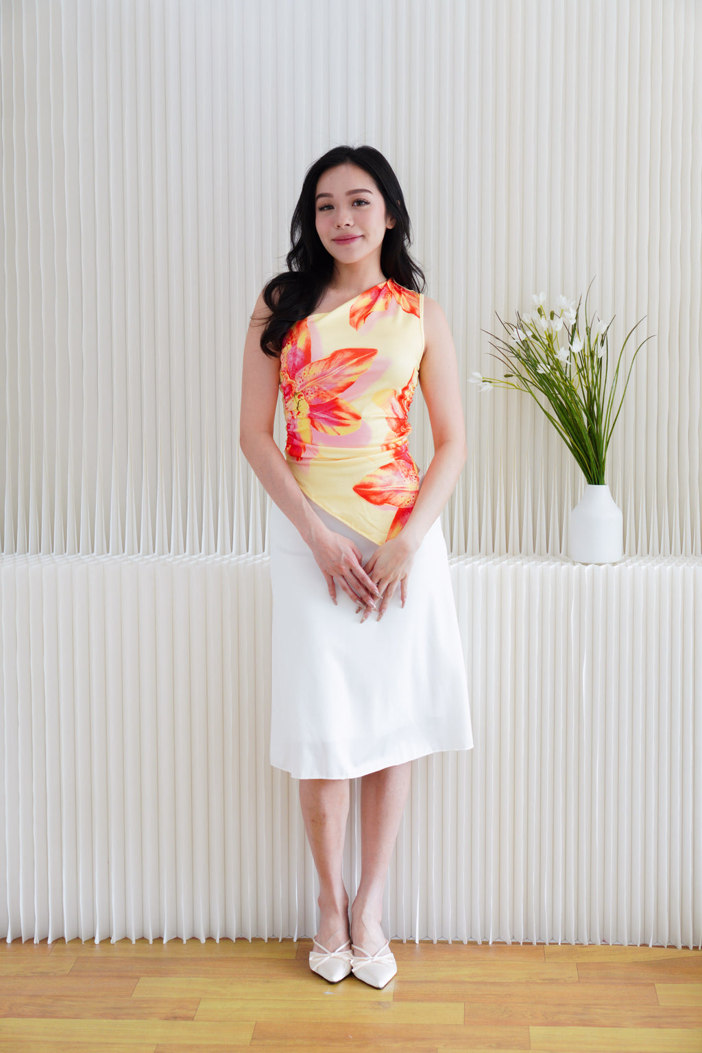 Mayflower Floral Printed Toga Top in Yellow
