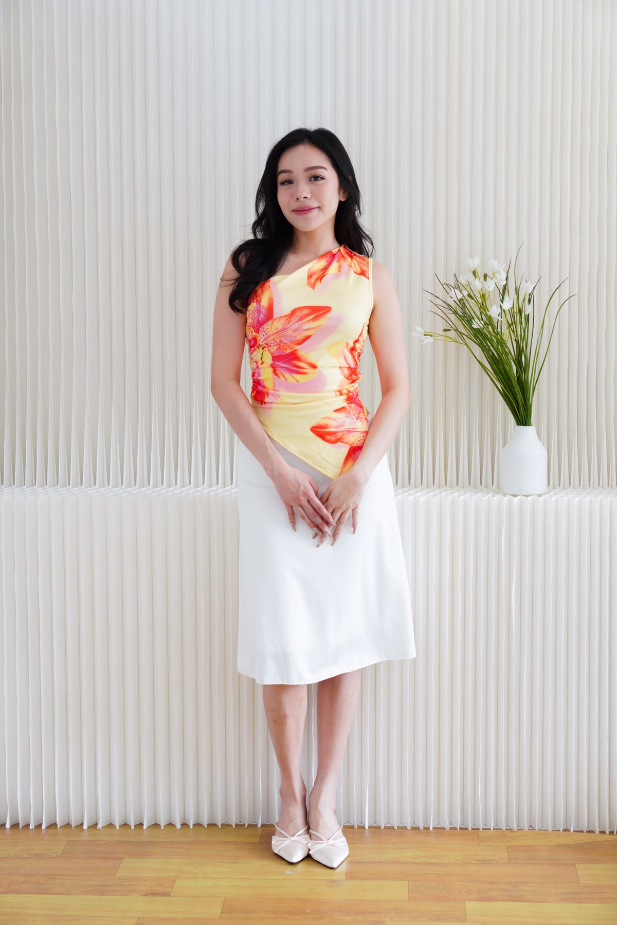 Mayflower Floral Printed Toga Top in Yellow