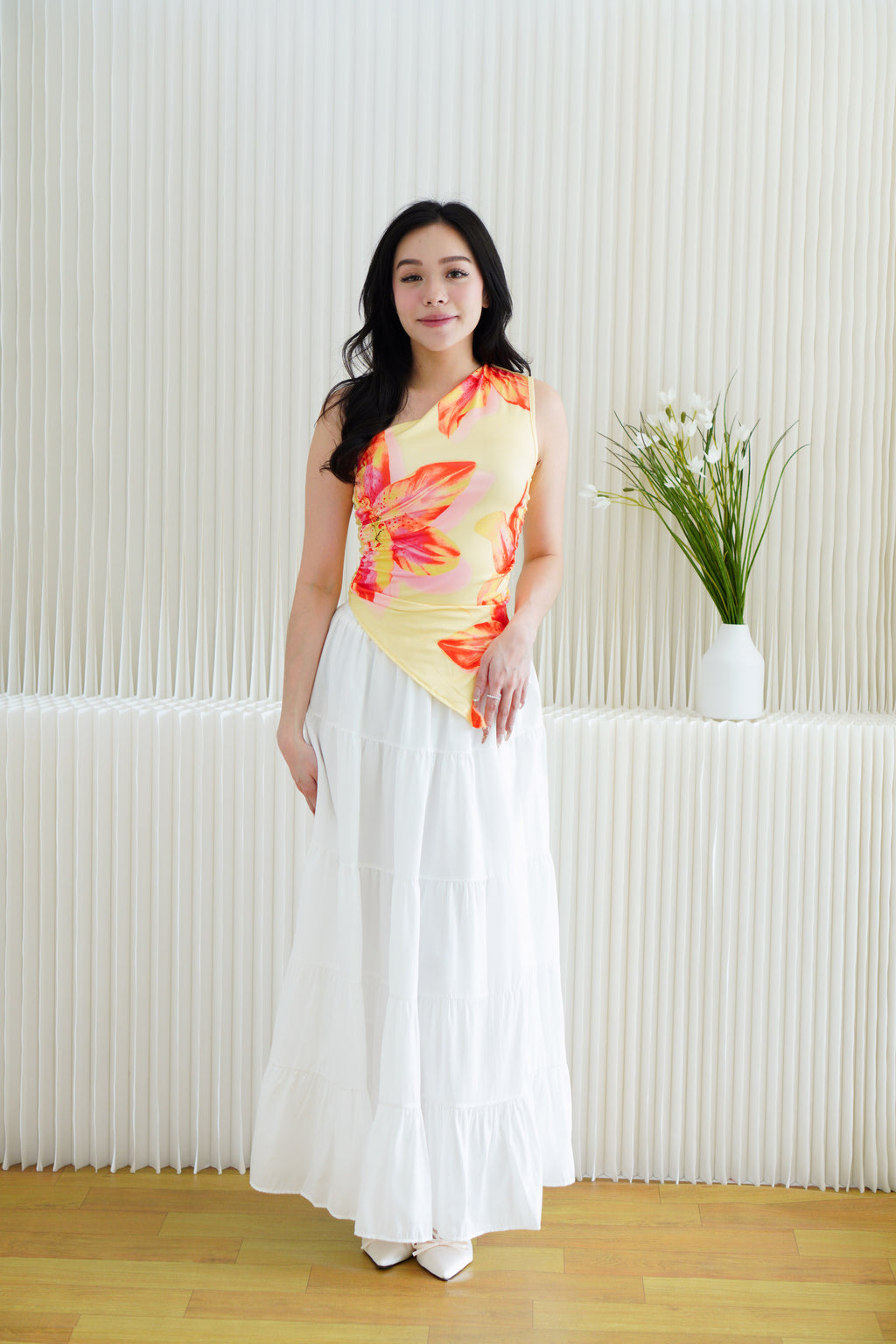 Mayflower Floral Printed Toga Top in Yellow