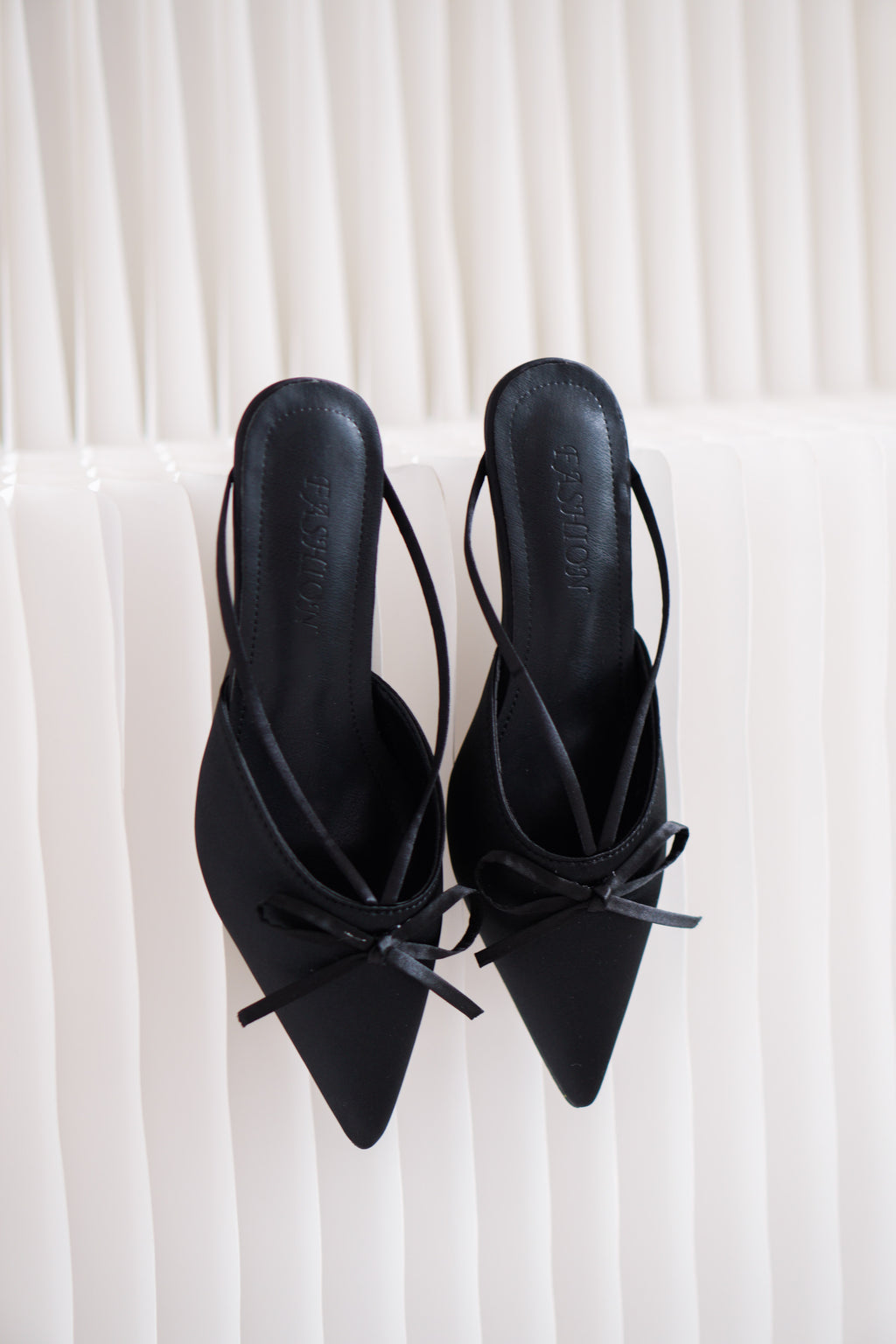 Maison Ribbon Kitten Heels in Black