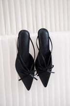 Maison Ribbon Kitten Heels in Black