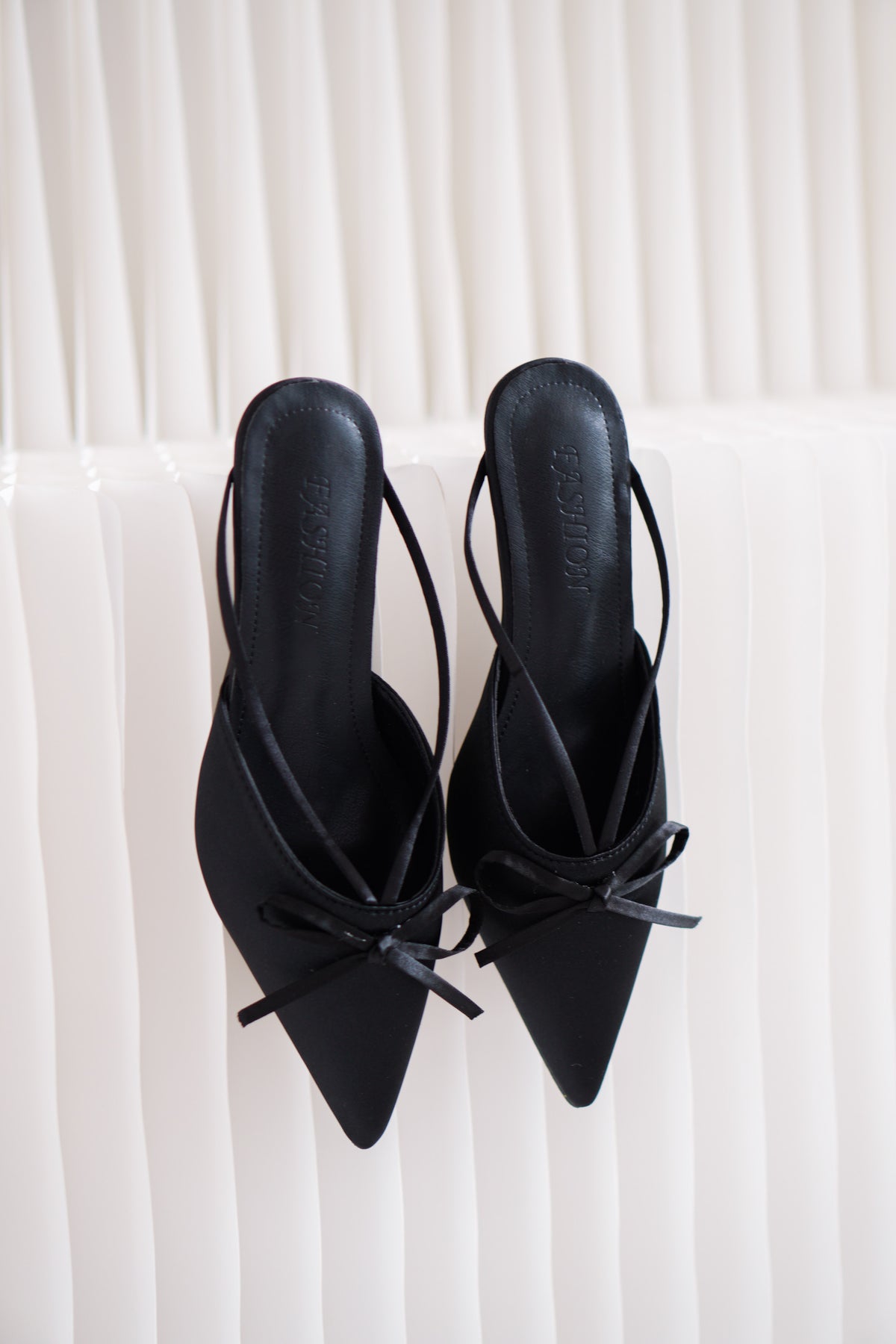 Maison Ribbon Kitten Heels in Black