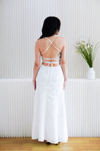Love Escape Crossback Textured Maxi Dress in White