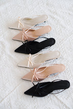 Maison Ribbon Kitten Heels in Black