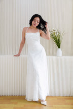 Love Escape Crossback Textured Maxi Dress in White