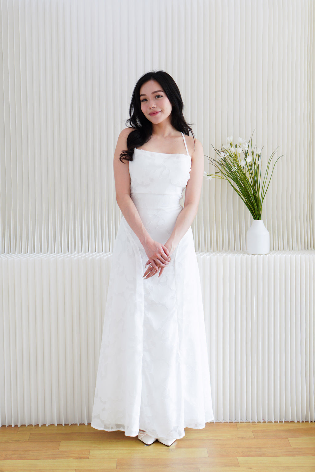 Love Escape Crossback Textured Maxi Dress in White
