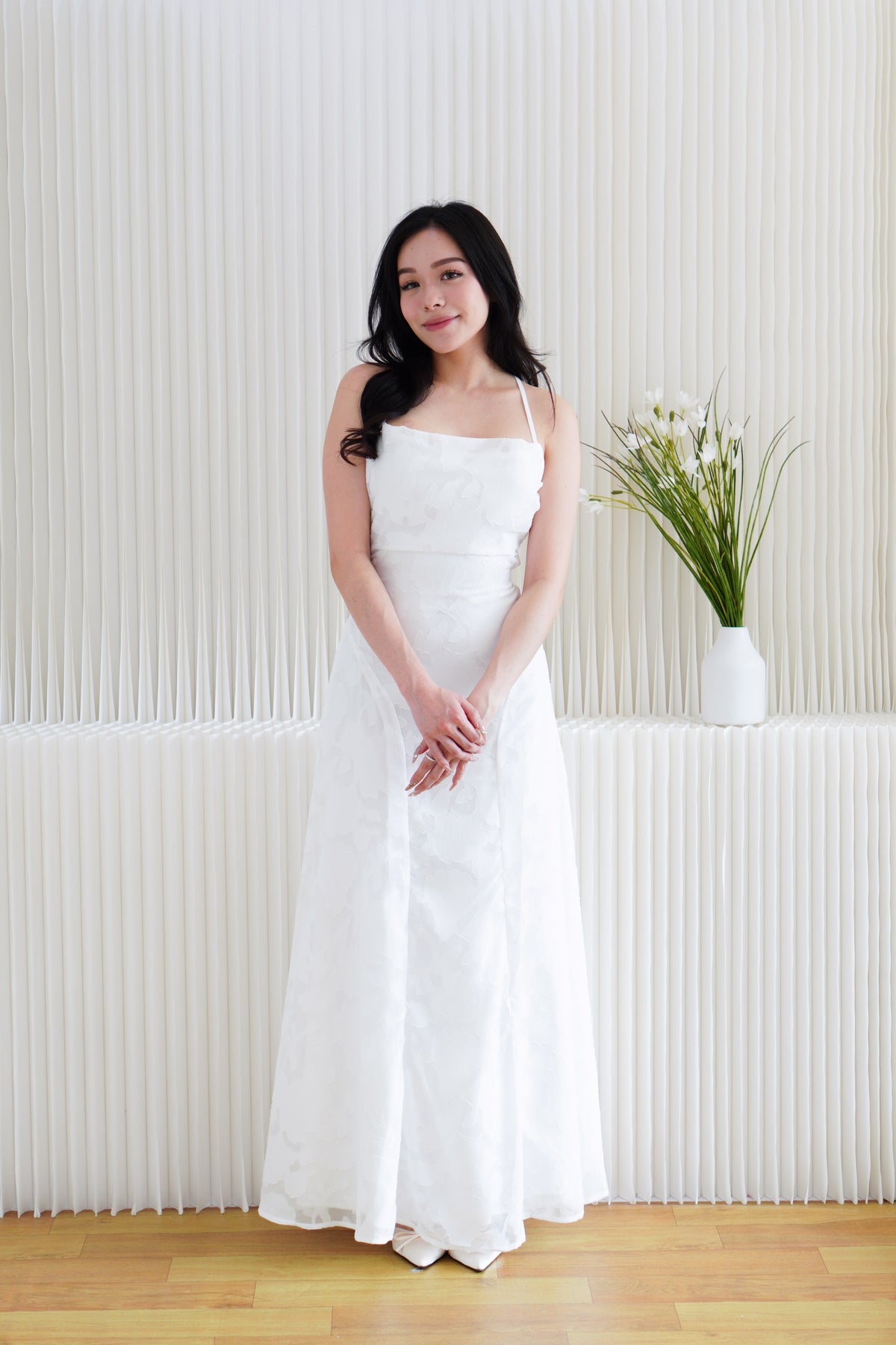 Love Escape Crossback Textured Maxi Dress in White