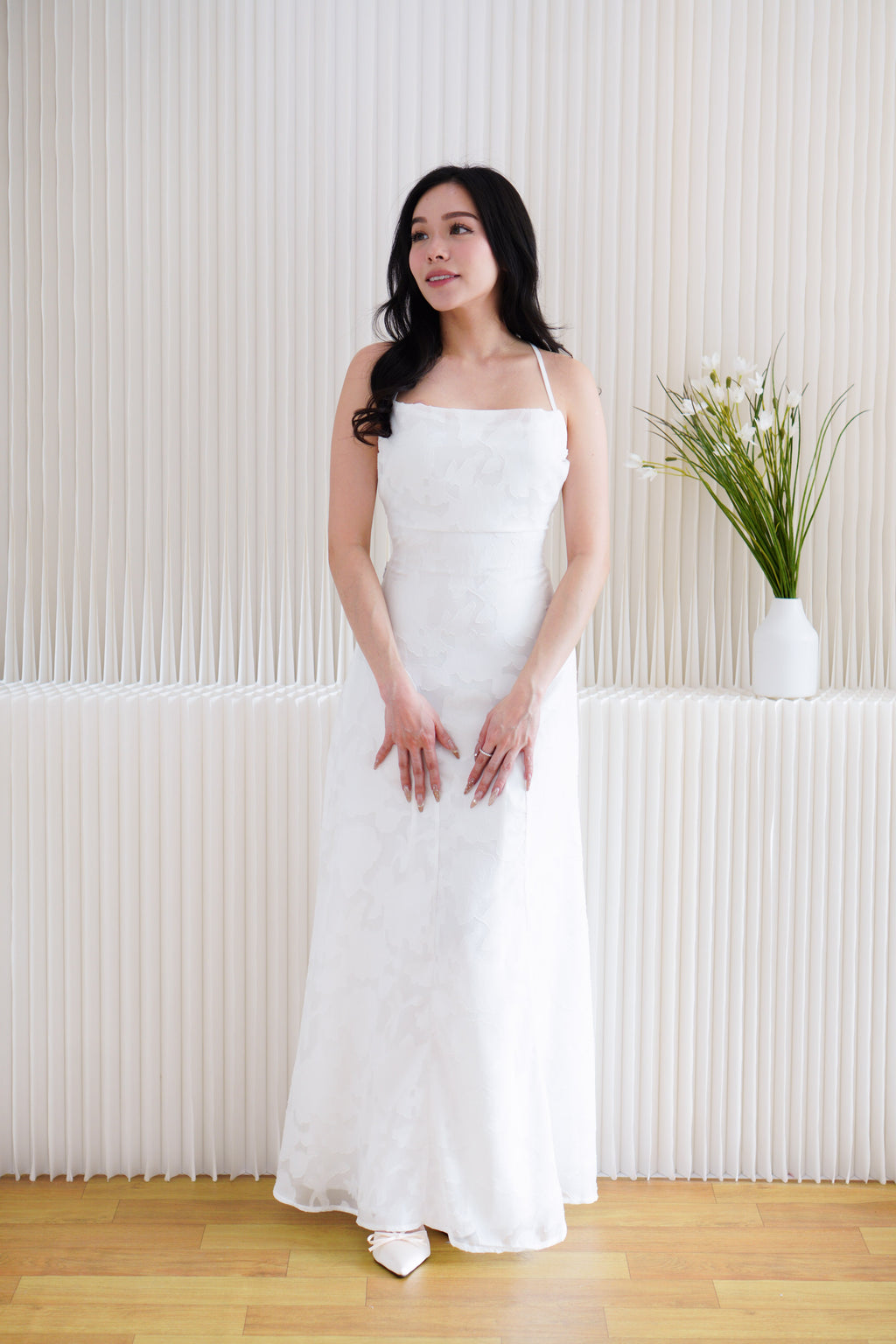 Love Escape Crossback Textured Maxi Dress in White