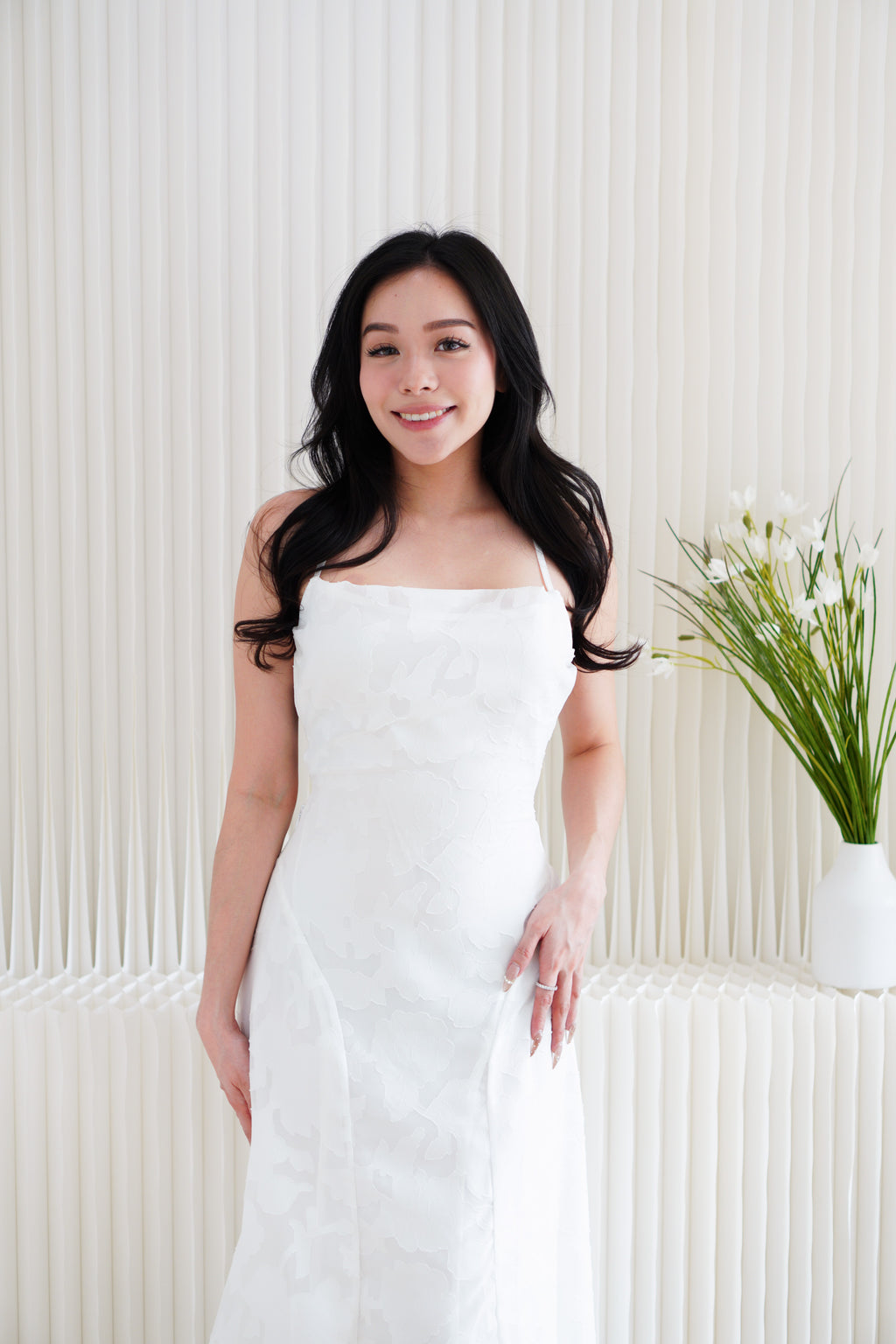 Love Escape Crossback Textured Maxi Dress in White