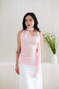 Romilly Cowl Neck Choker Ruched Top in Pink