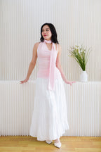 Romilly Cowl Neck Choker Ruched Top in Pink