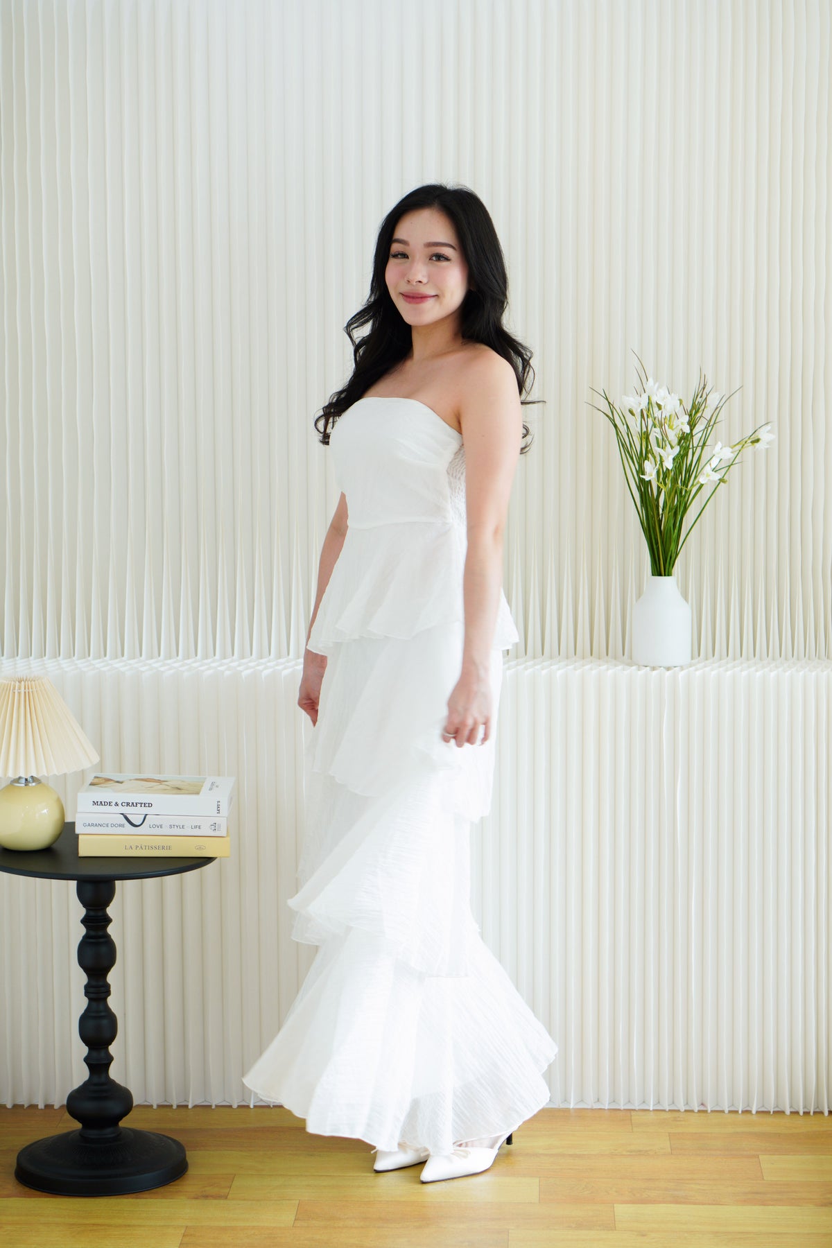 Phaelis Tube Layered Maxi Dress in White