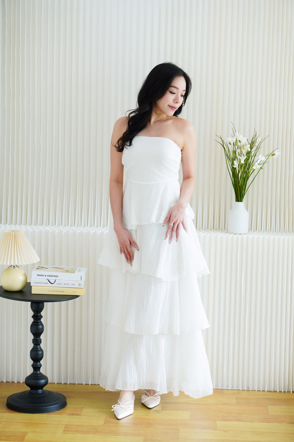 Phaelis Tube Layered Maxi Dress in White