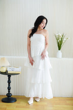 Phaelis Tube Layered Maxi Dress in White