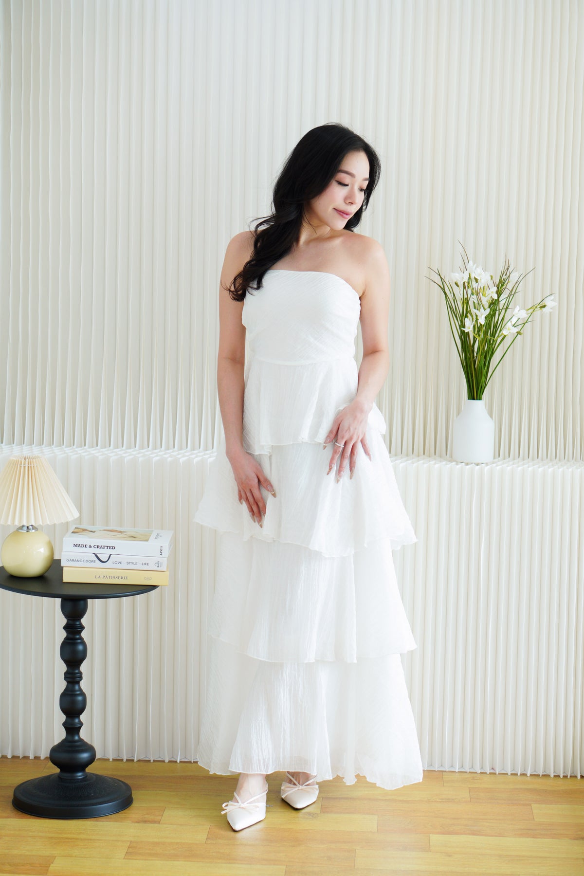 Phaelis Tube Layered Maxi Dress in White