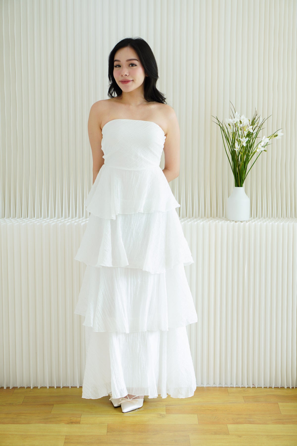 Phaelis Tube Layered Maxi Dress in White