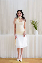 Romilly Cowl Neck Choker Ruched Top in Yellow