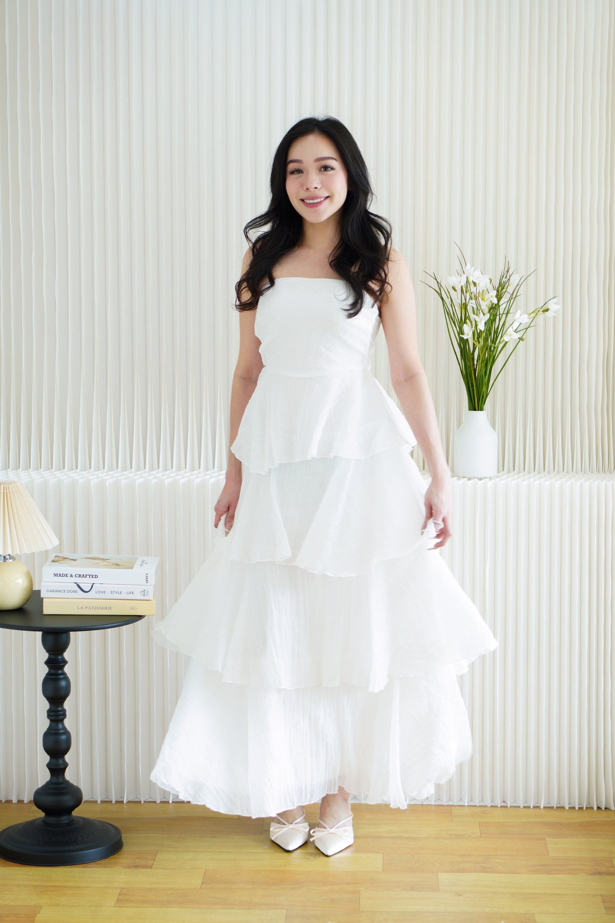 Phaelis Tube Layered Maxi Dress in White