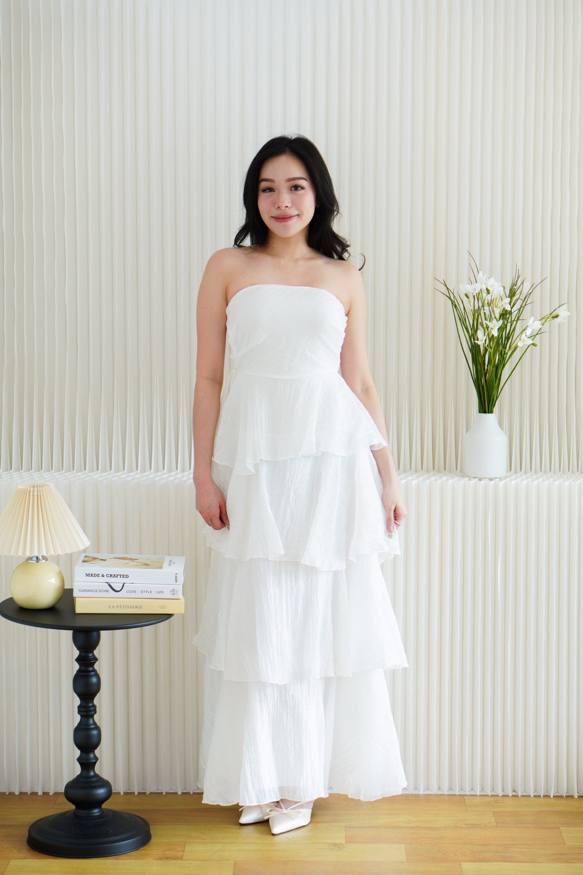 Phaelis Tube Layered Maxi Dress in White