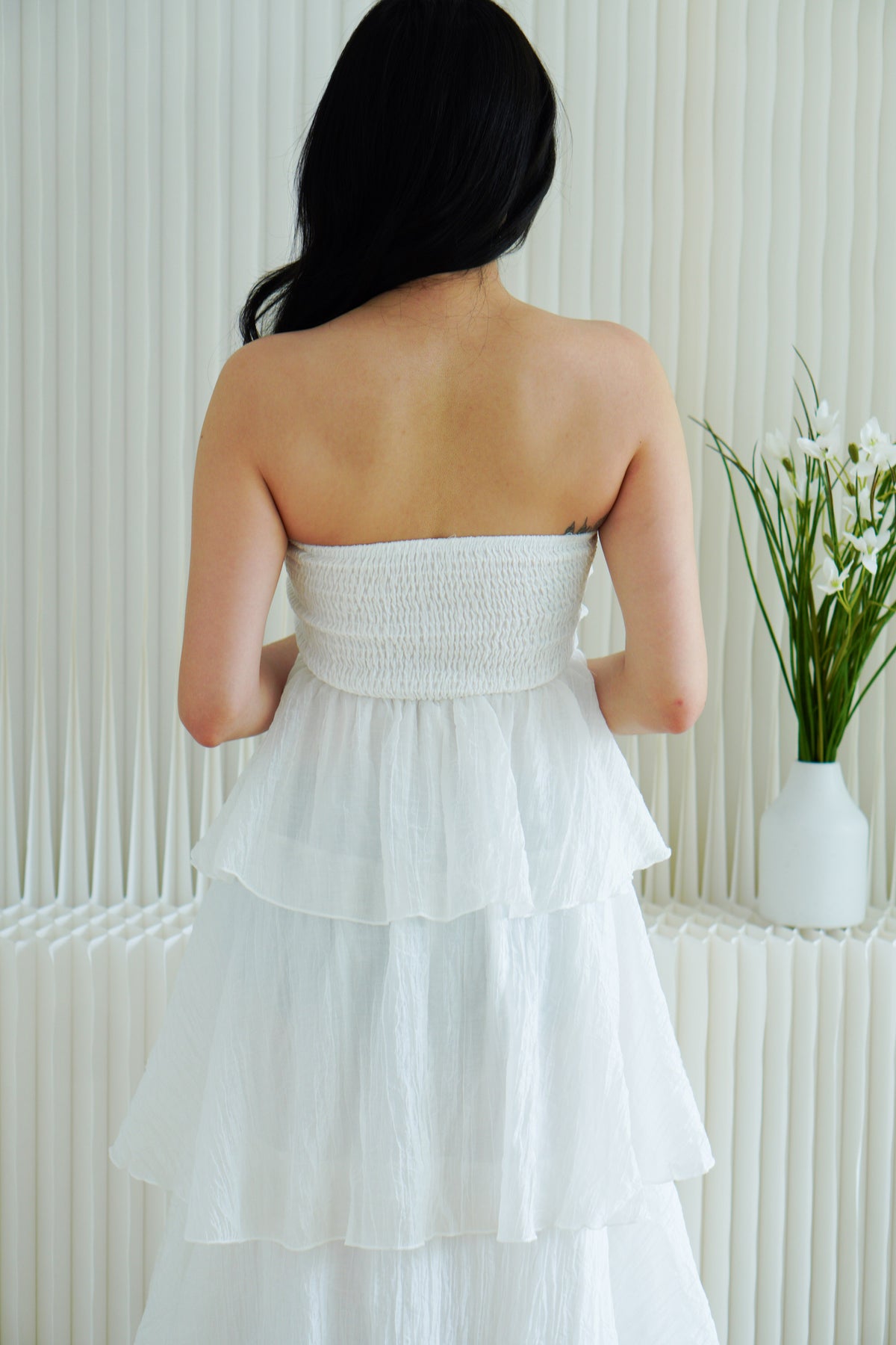 Phaelis Tube Layered Maxi Dress in White
