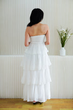 Phaelis Tube Layered Maxi Dress in White