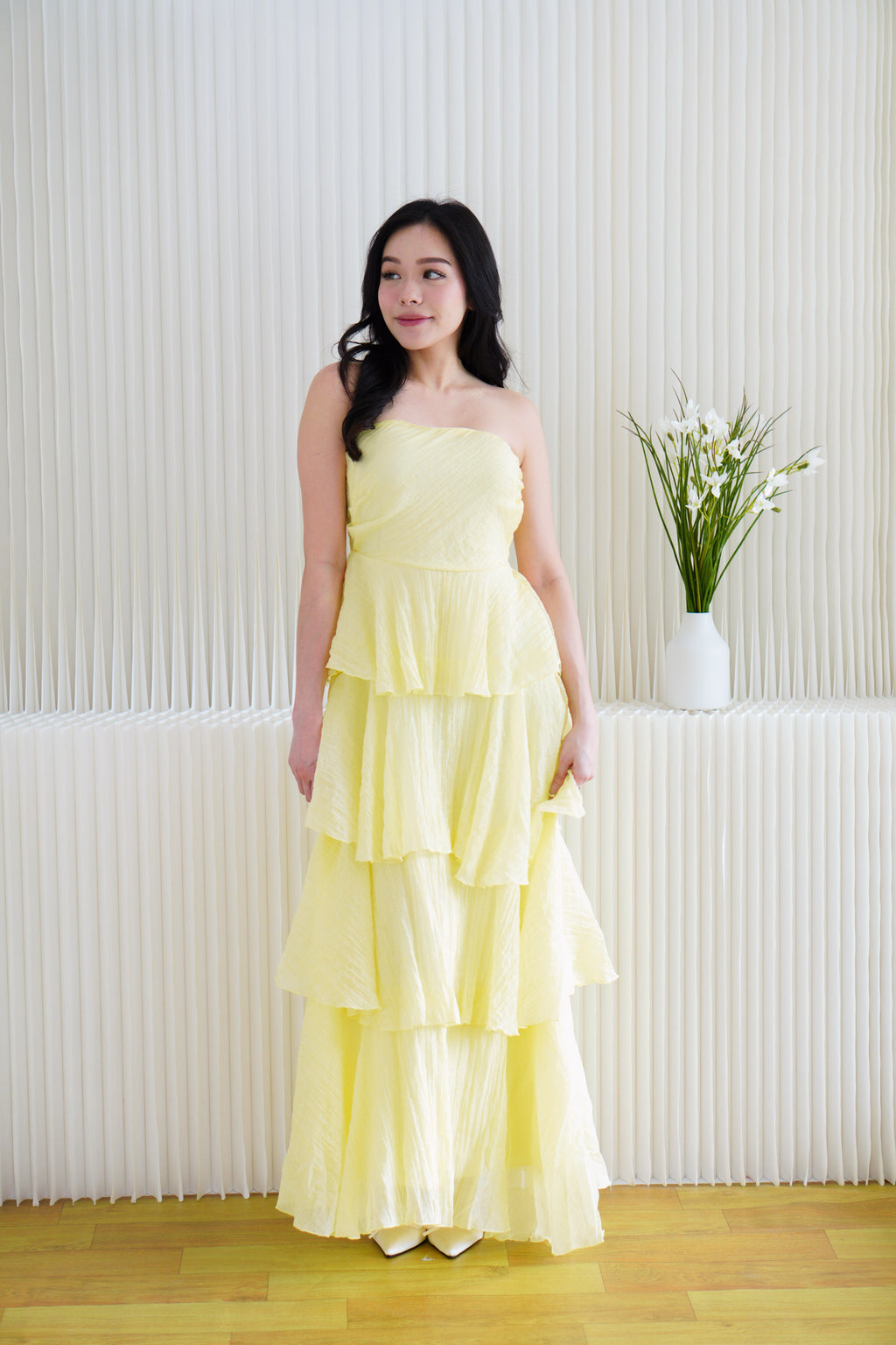 Phaelis Tube Layered Maxi Dress in Yellow