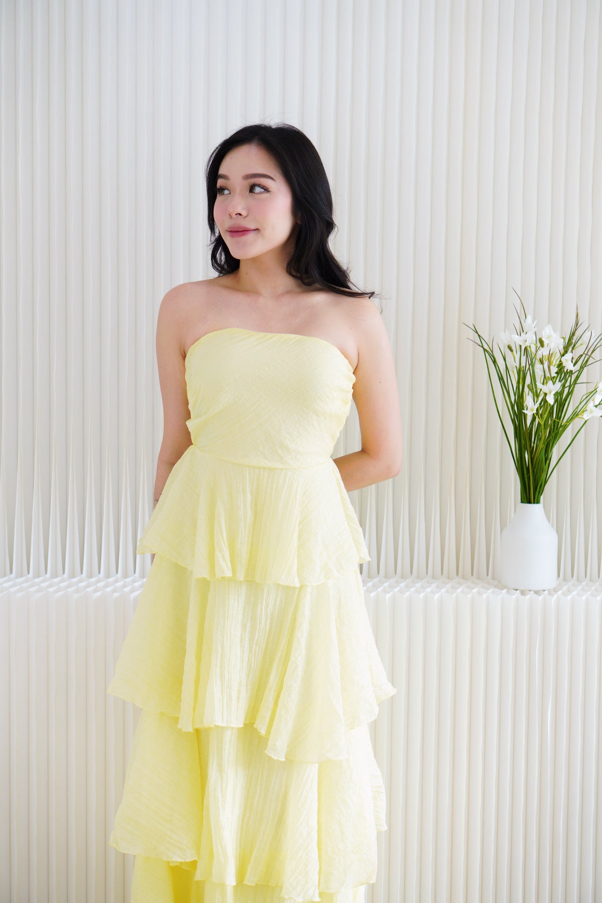 Phaelis Tube Layered Maxi Dress in Yellow