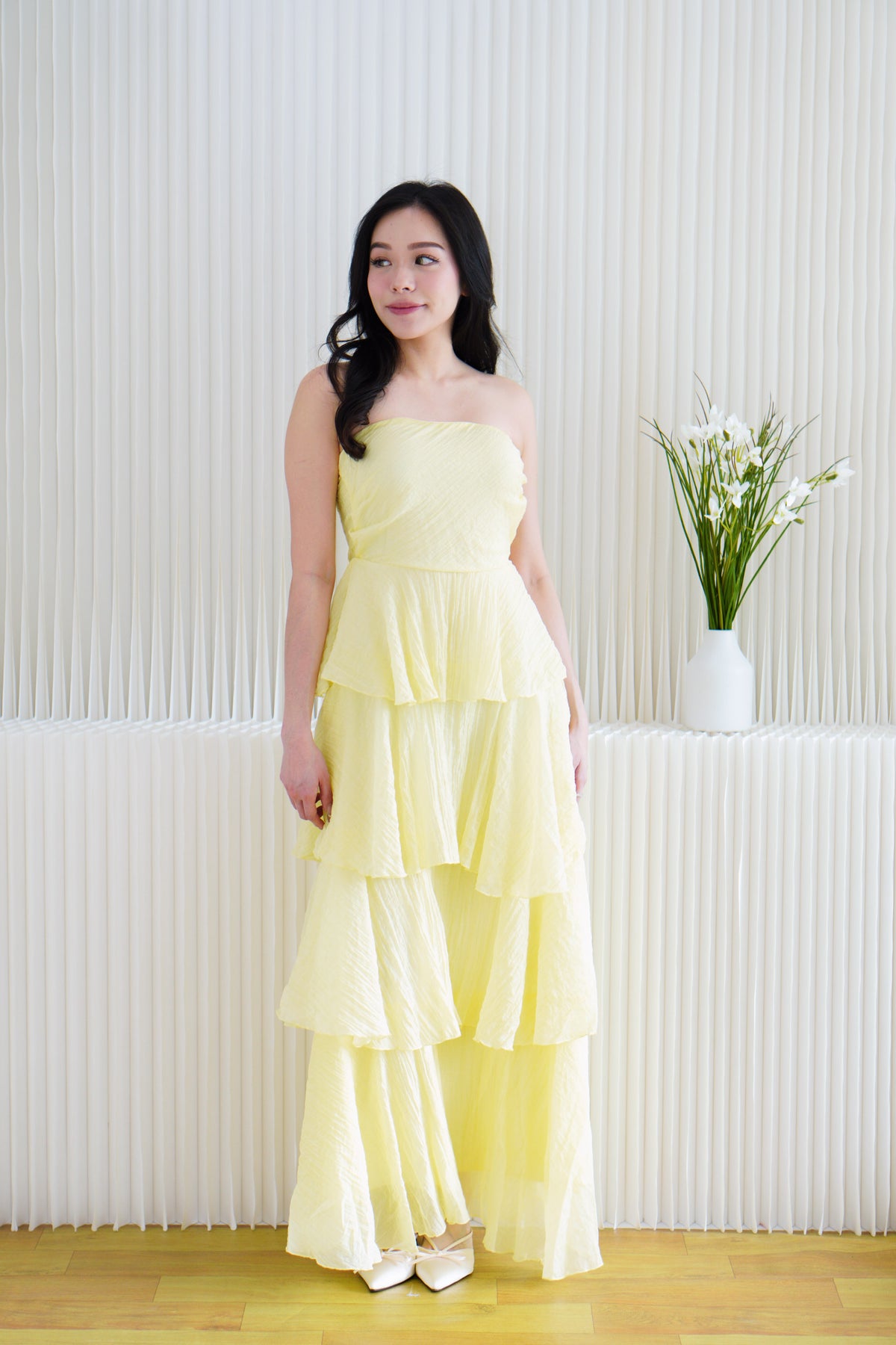 Phaelis Tube Layered Maxi Dress in Yellow