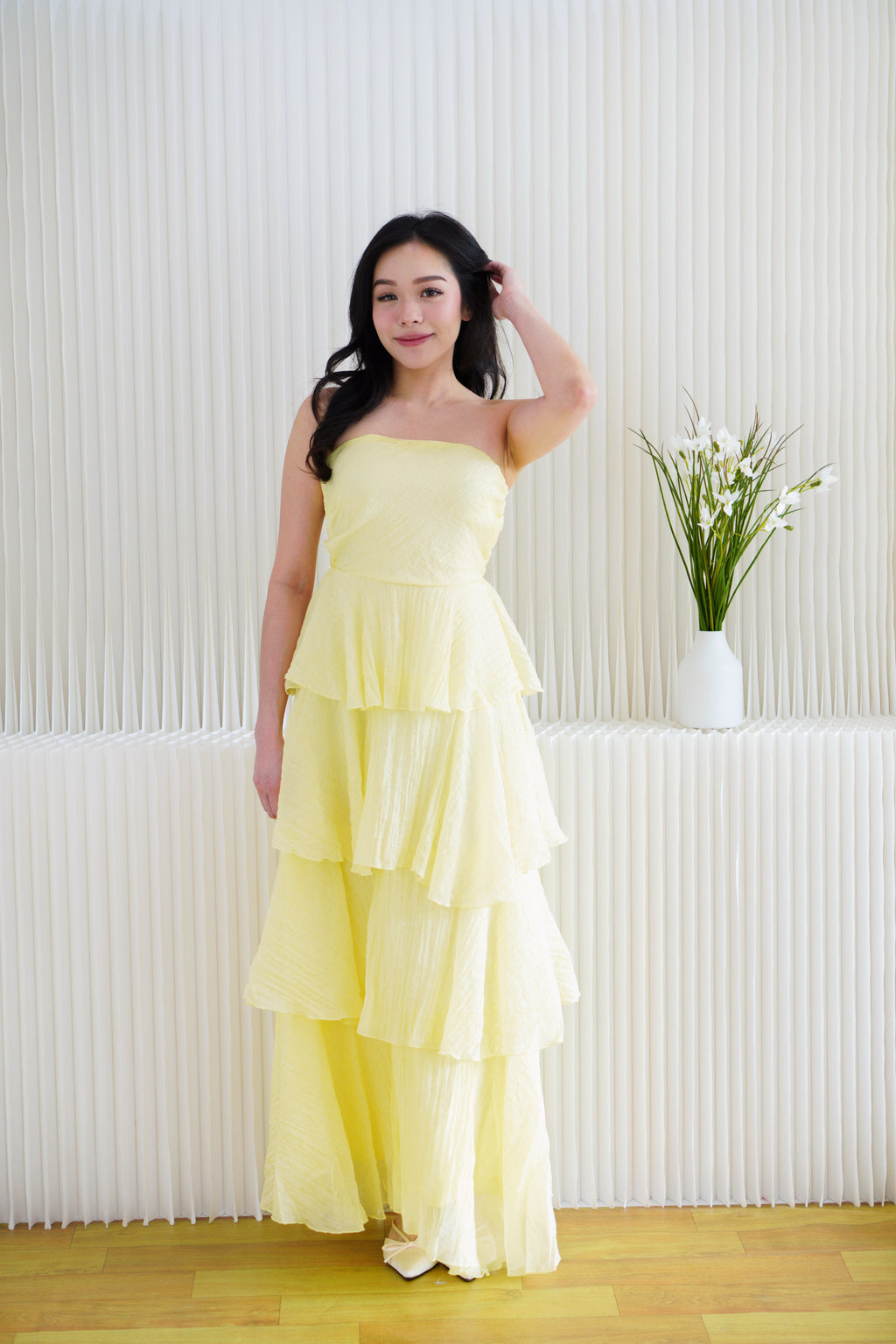 Phaelis Tube Layered Maxi Dress in Yellow