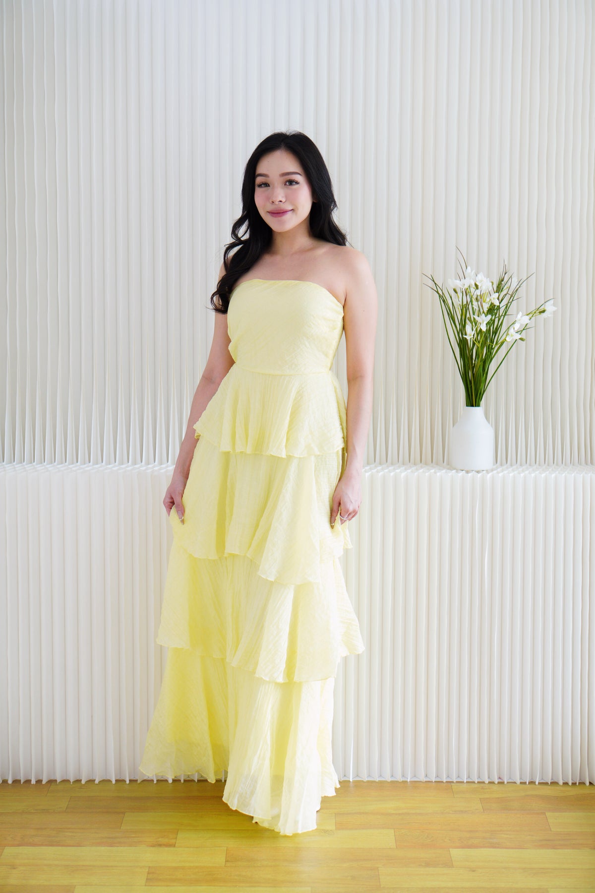 Phaelis Tube Layered Maxi Dress in Yellow