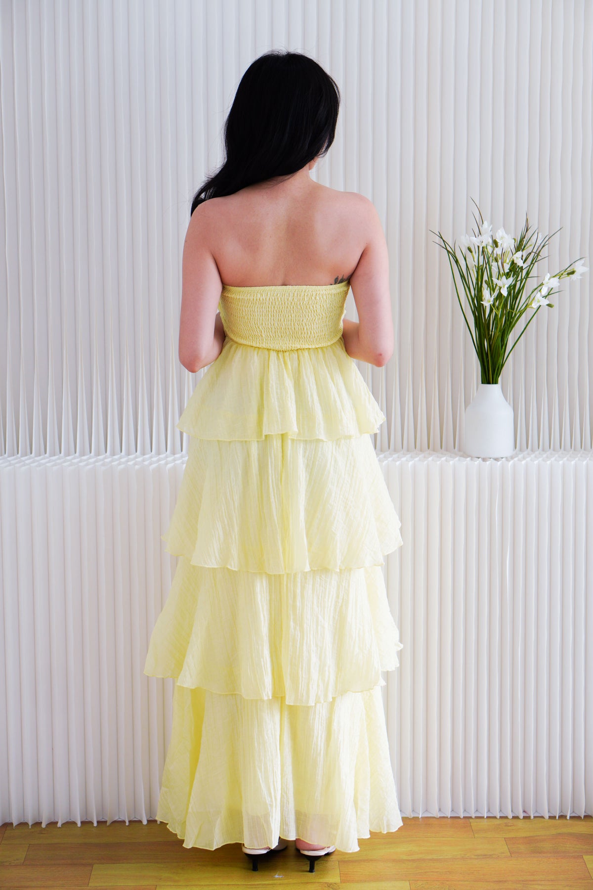 Phaelis Tube Layered Maxi Dress in Yellow