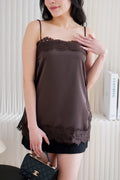 Zolini Lace Camisole Top in Dark Brown