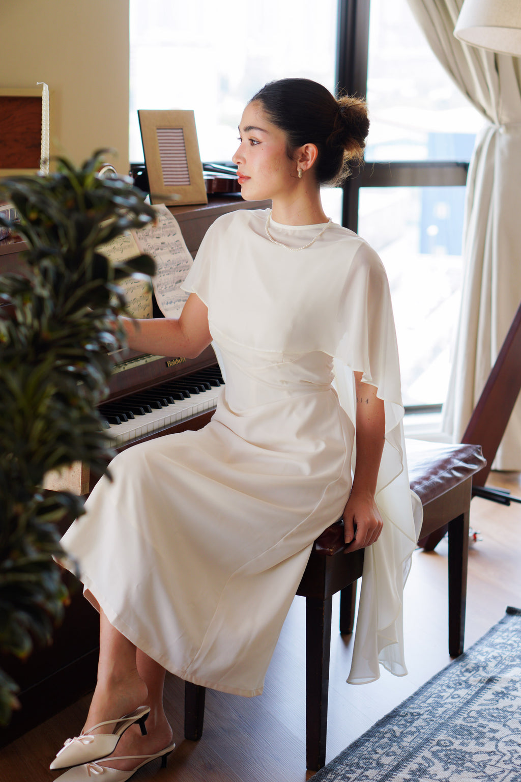 Camille Cape Dress Set by Bash in Cream