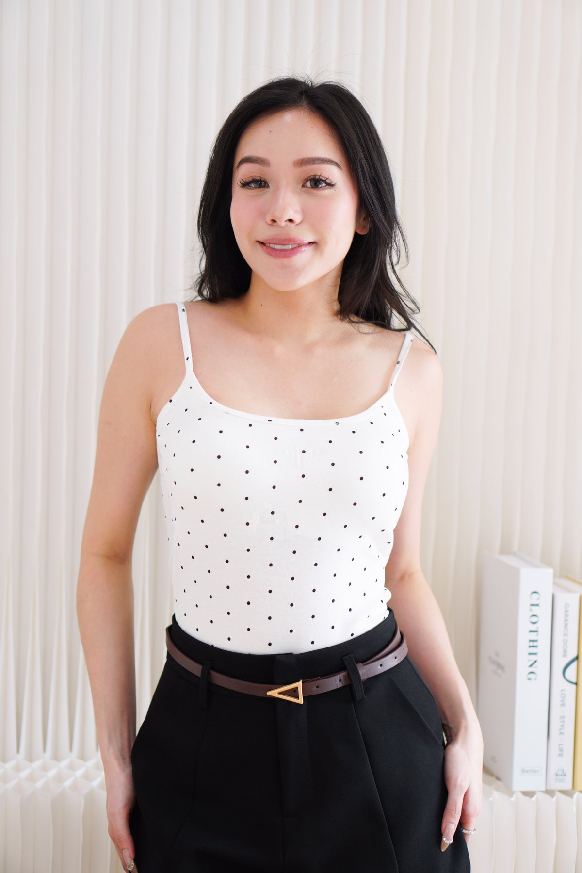 Havi Polkadot Padded Camisole Top in White