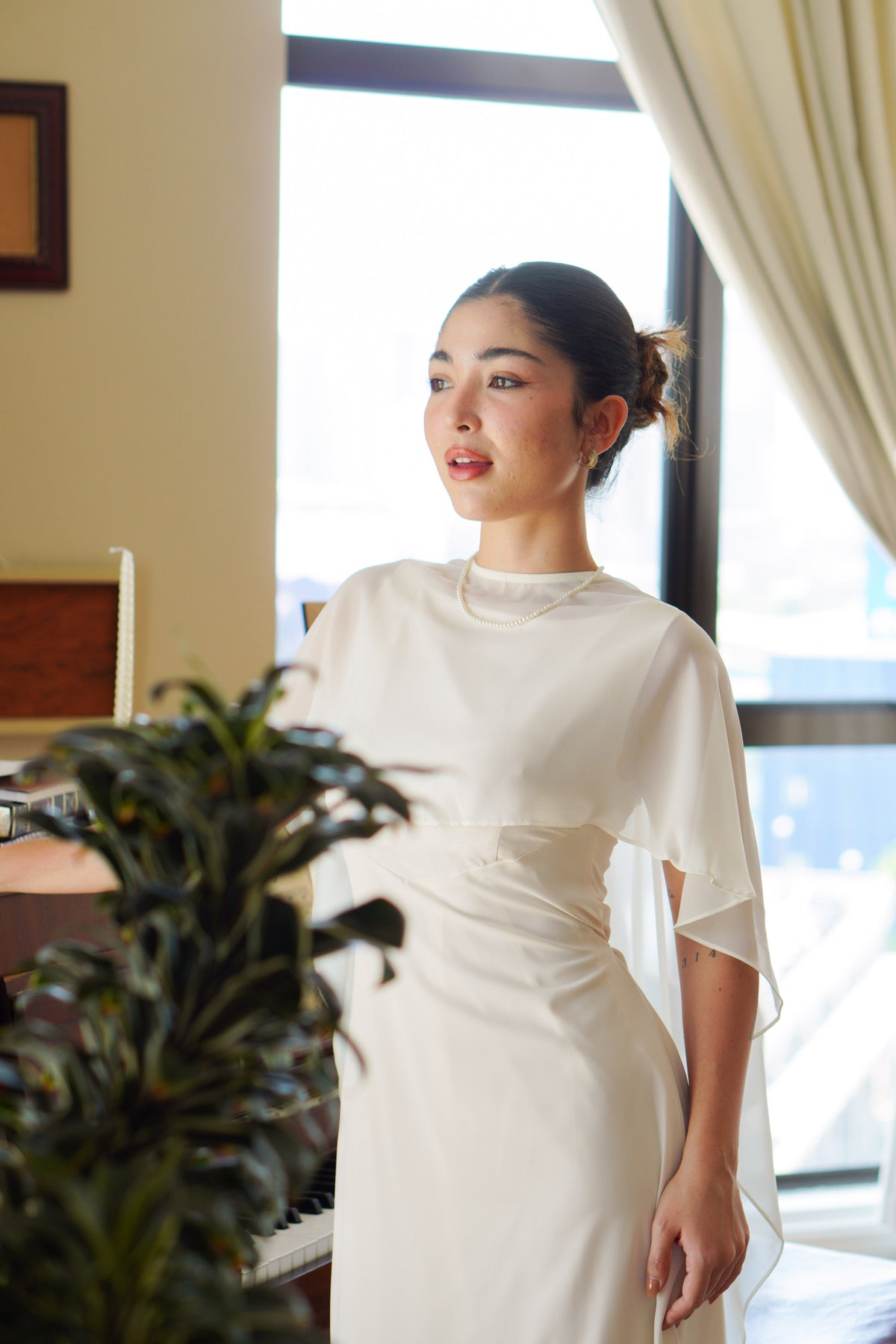 Camille Cape Dress Set by Bash in Cream