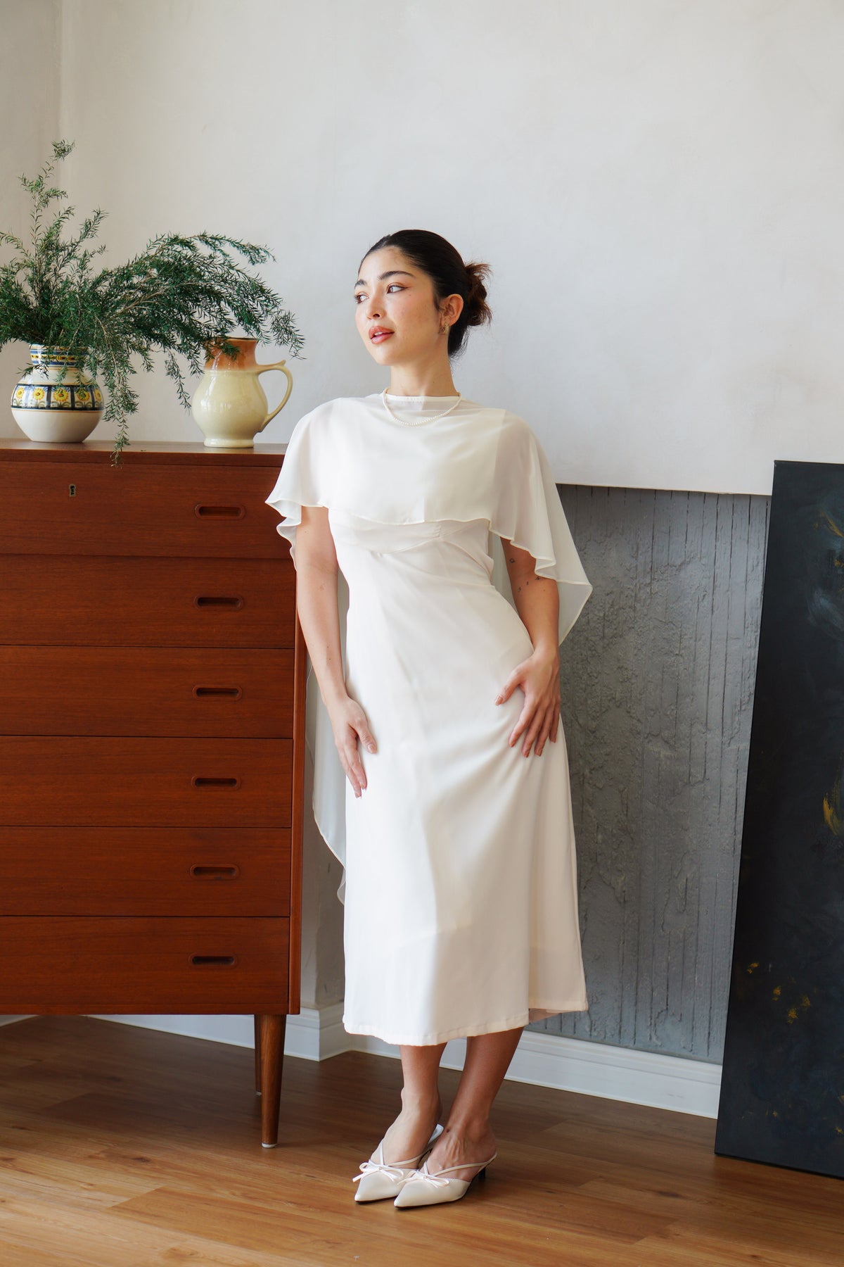 Camille Cape Dress Set by Bash in Cream