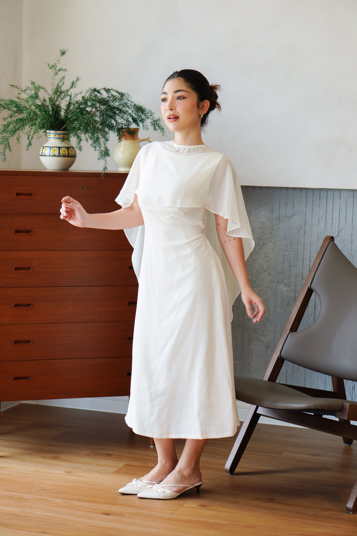 Camille Cape Dress Set by Bash in Cream