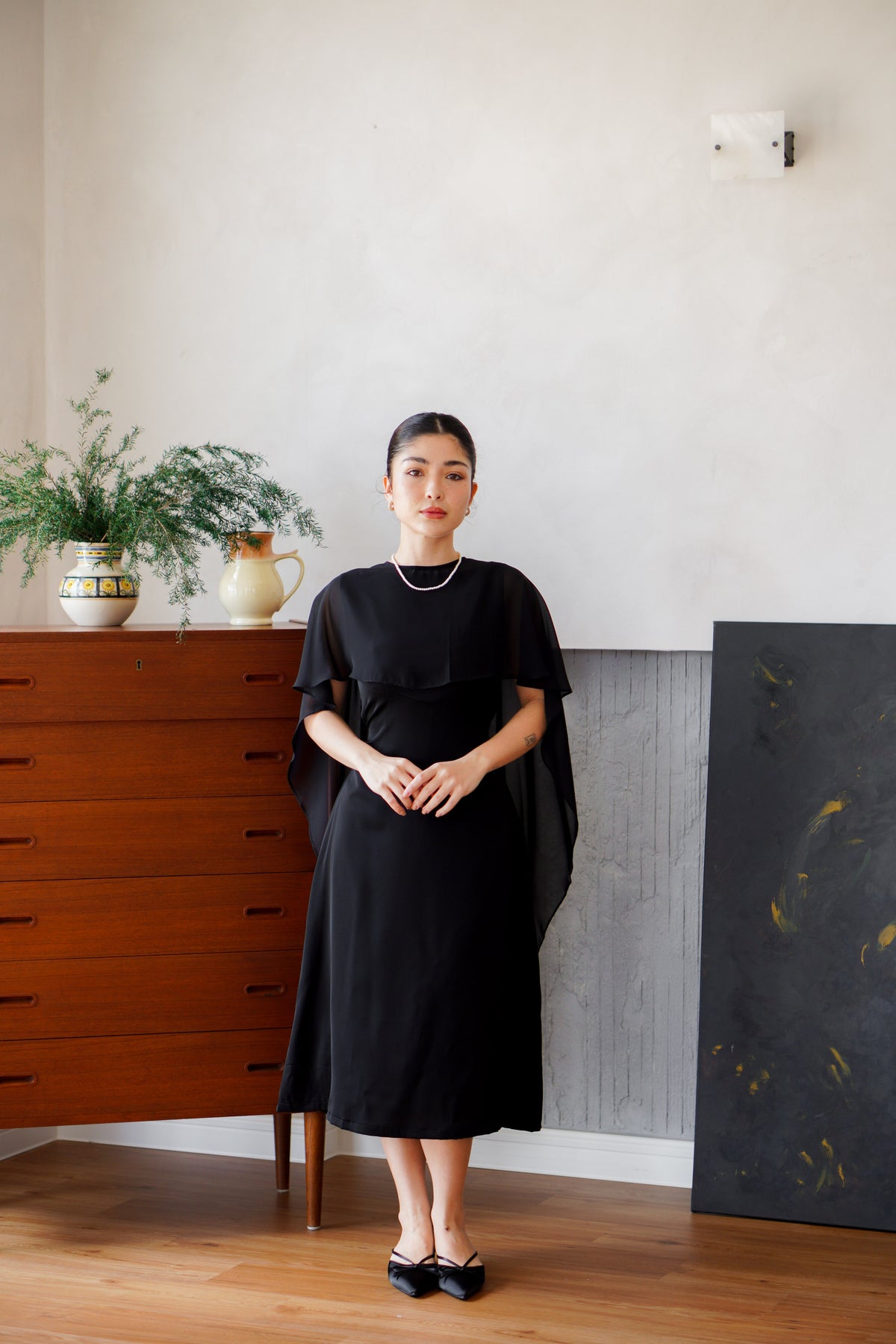 Camille Cape Dress Set by Bash in Black