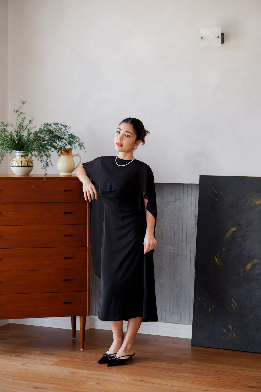 Camille Cape Dress Set by Bash in Black