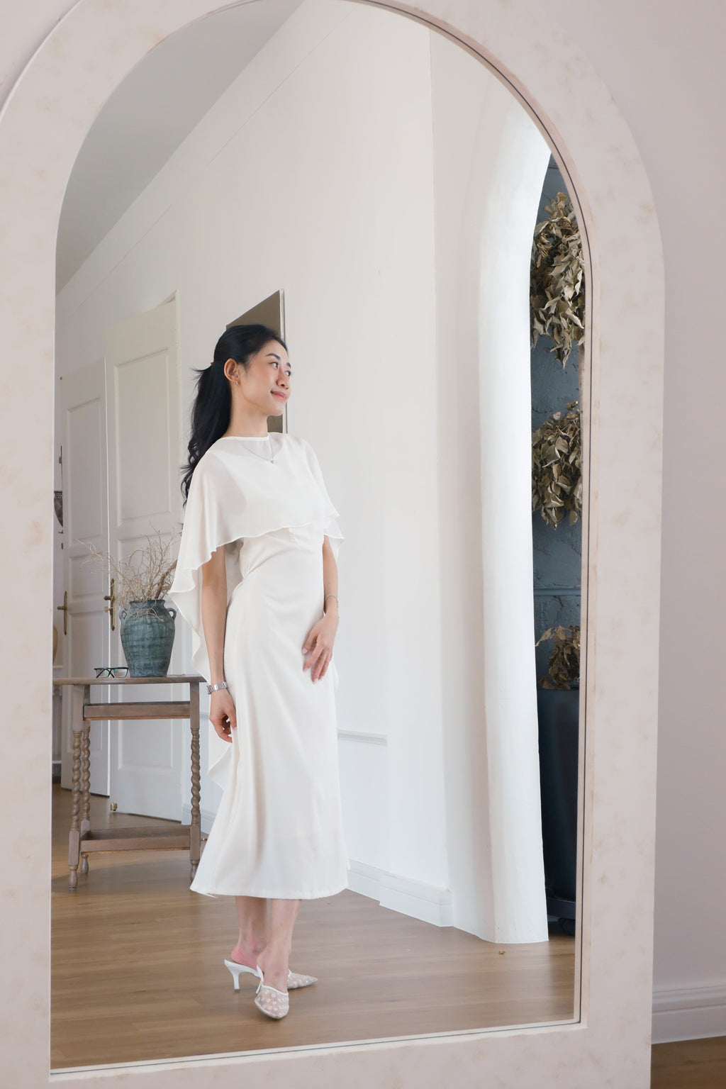 Camille Cape Dress Set by Bash in Cream - As Seen On Maxine