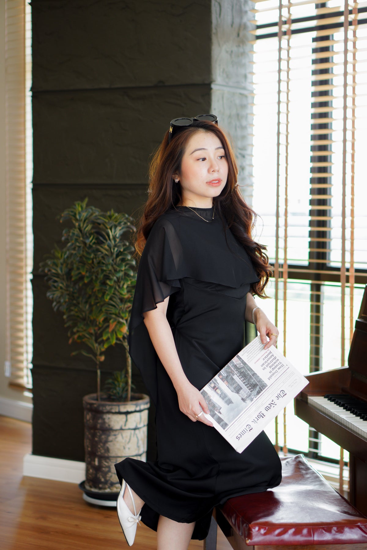 Camille Cape Dress Set by Bash in Black - As Seen On Cecilia