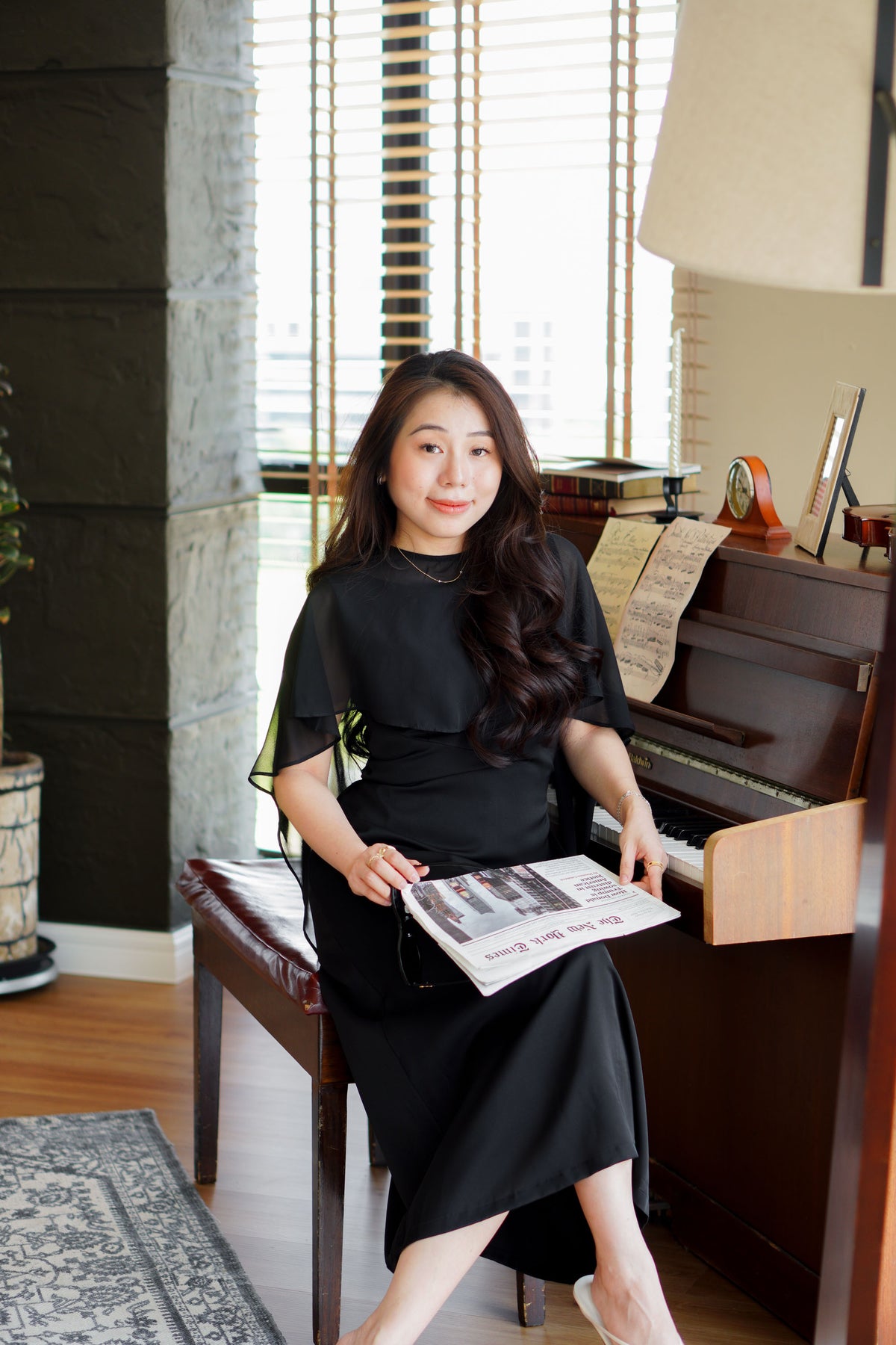 Camille Cape Dress Set by Bash in Black - As Seen On Cecilia
